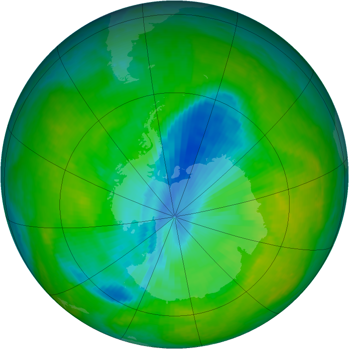 Antarctic ozone map for 29 November 2000